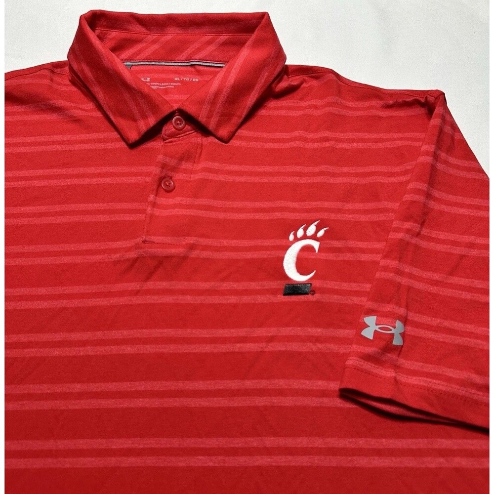 Cincinnati Bearcats Under Armour Golf Polo Shirt Red Men's XL Heatgear Loose Fit